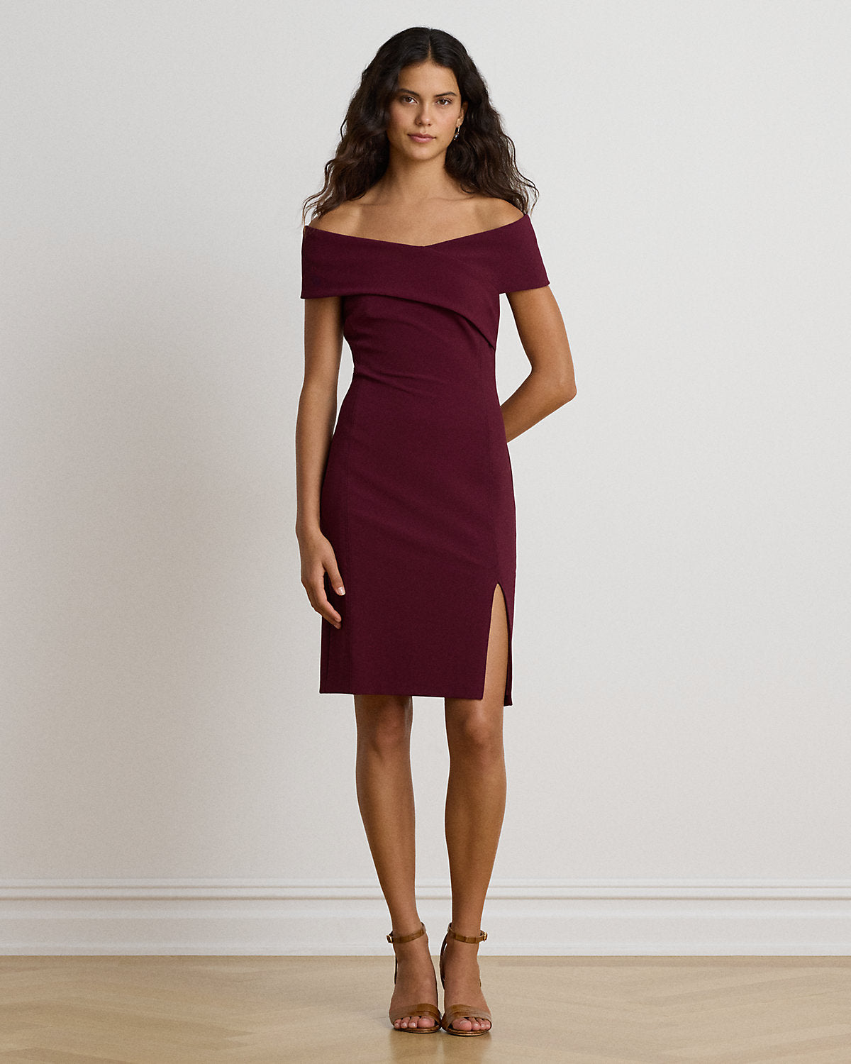 Faille Off-the-Shoulder Cocktail Dress