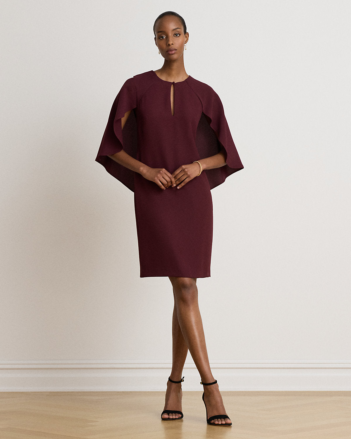 Cape Georgette Cocktail Dress