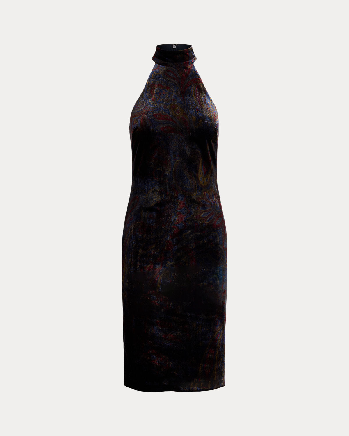 Paisley Velvet Mockneck Cocktail Dress