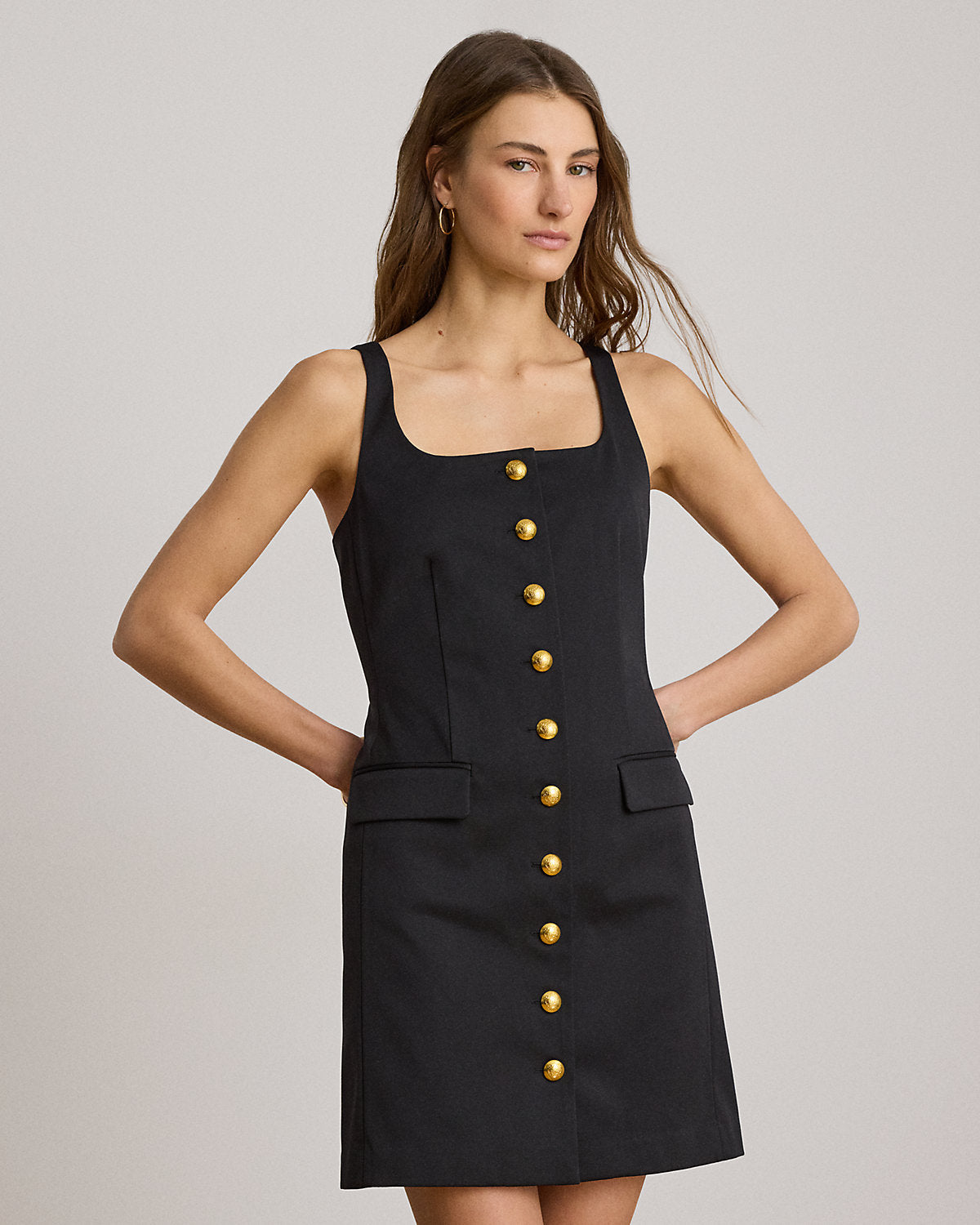 Button-Trim Faille Cocktail Dress