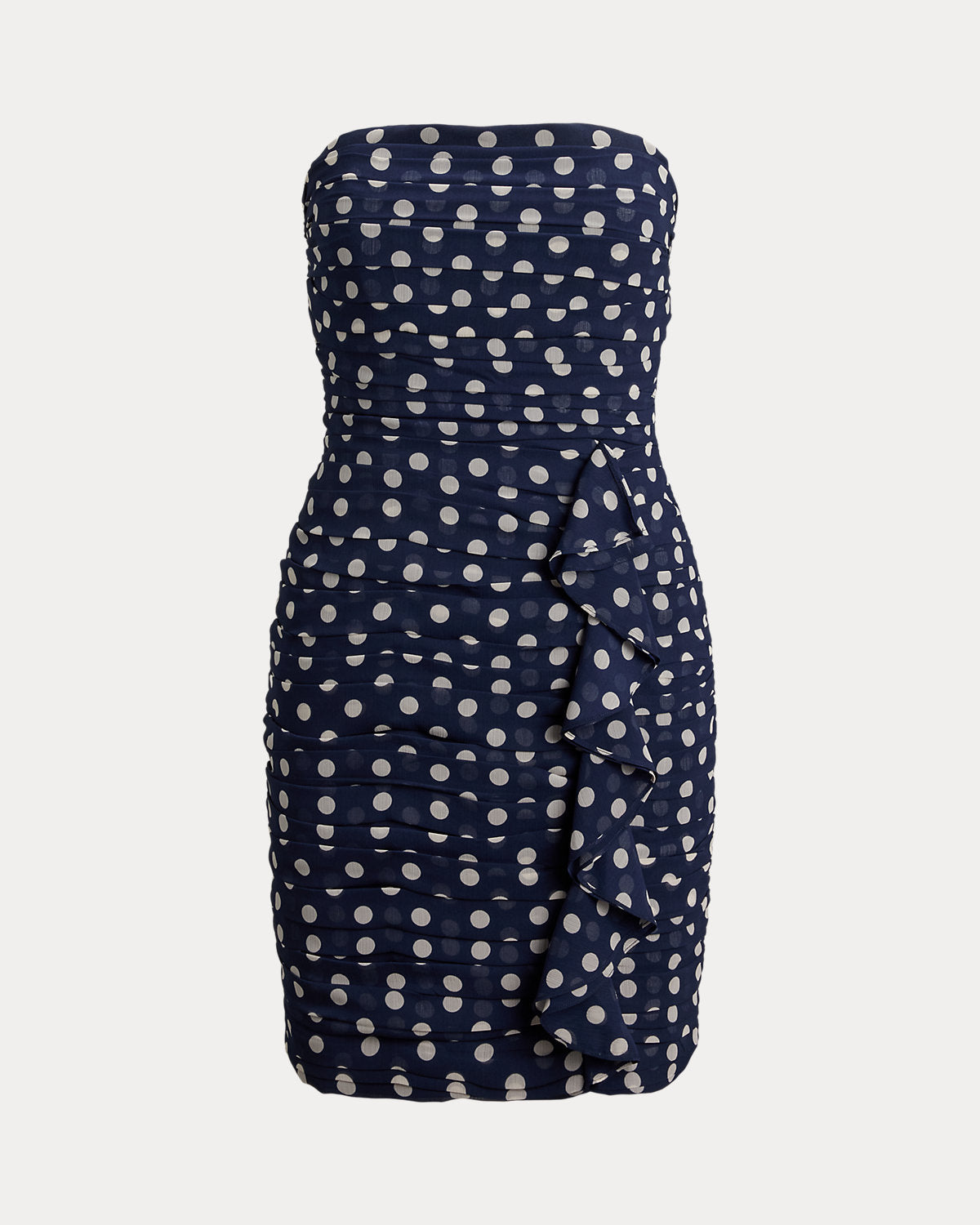 Polka-Dot Ruched Cocktail Dress