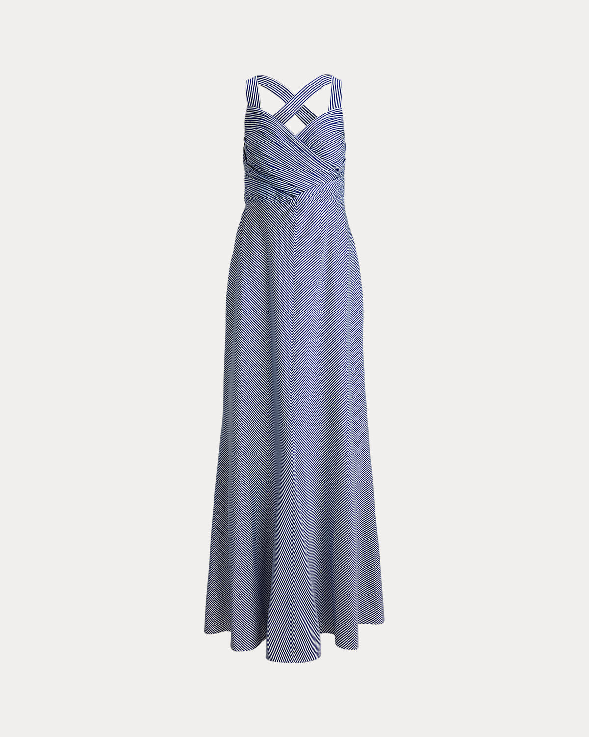Striped Pleated Taffeta Sleeveless Gown