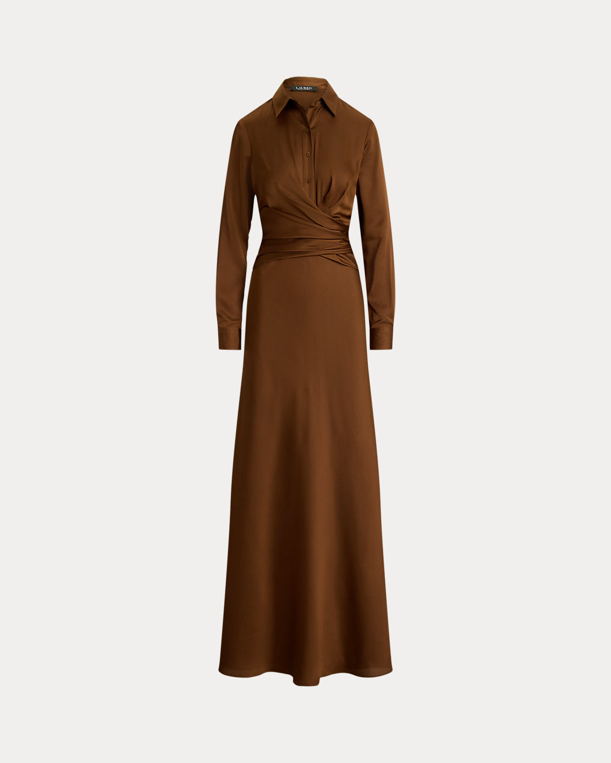 Pleated Button-Up Charmeuse Gown