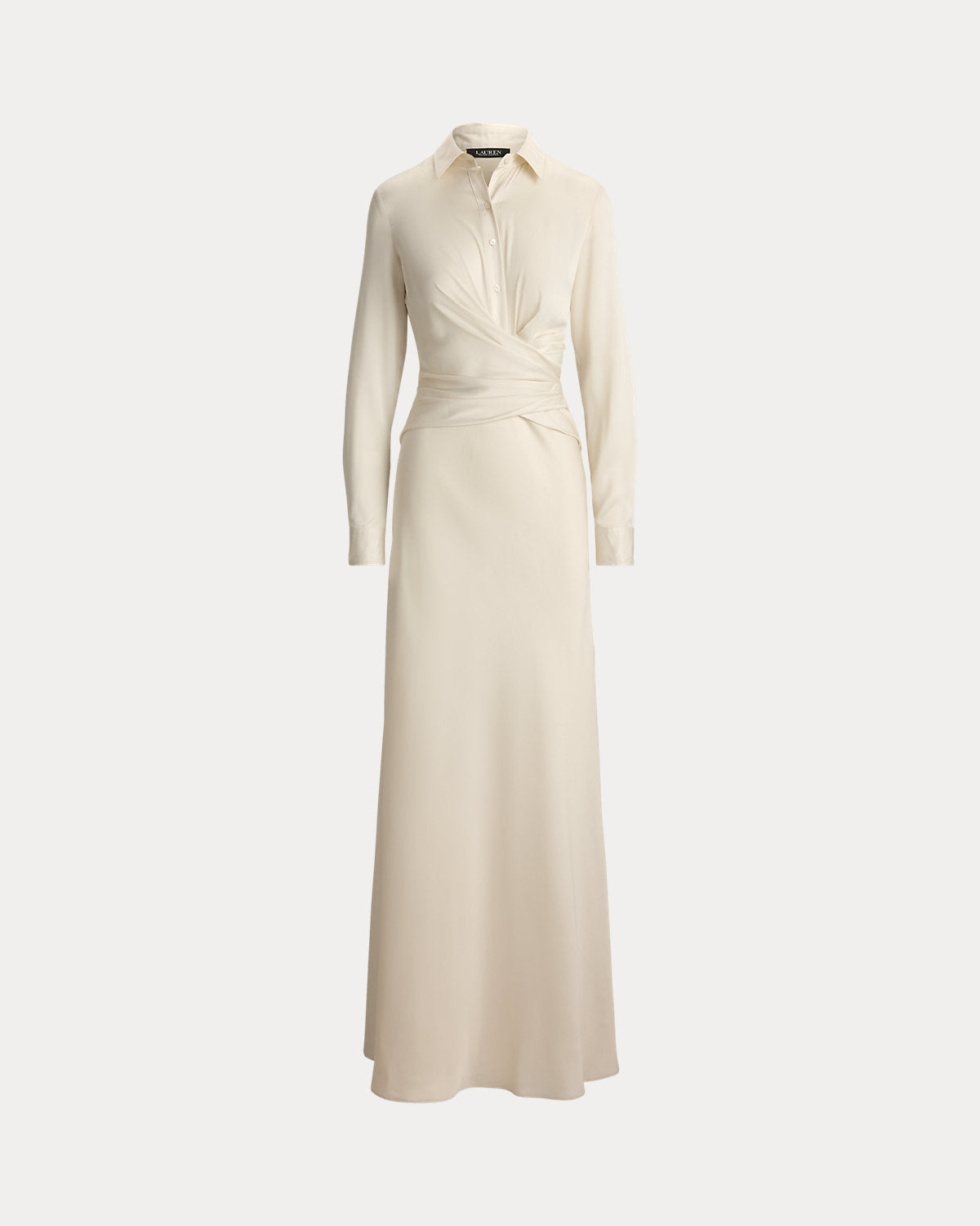Pleated Button-Up Charmeuse Gown