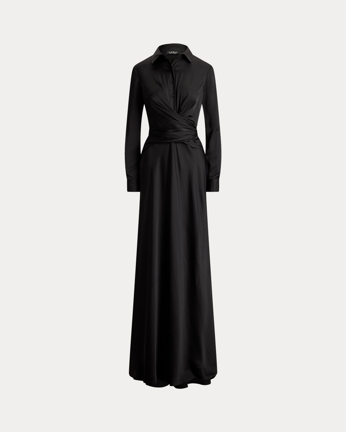 Pleated Button-Up Charmeuse Gown