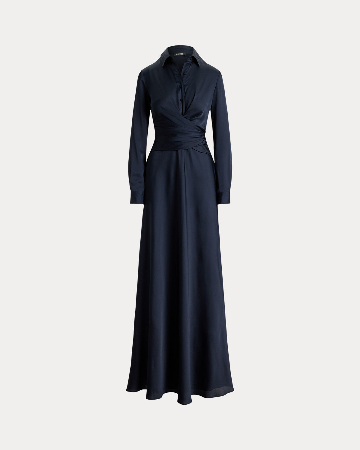 Pleated Button-Up Charmeuse Gown