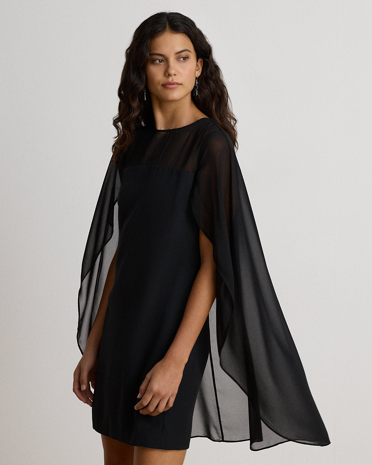Cape Georgette Cocktail Dress