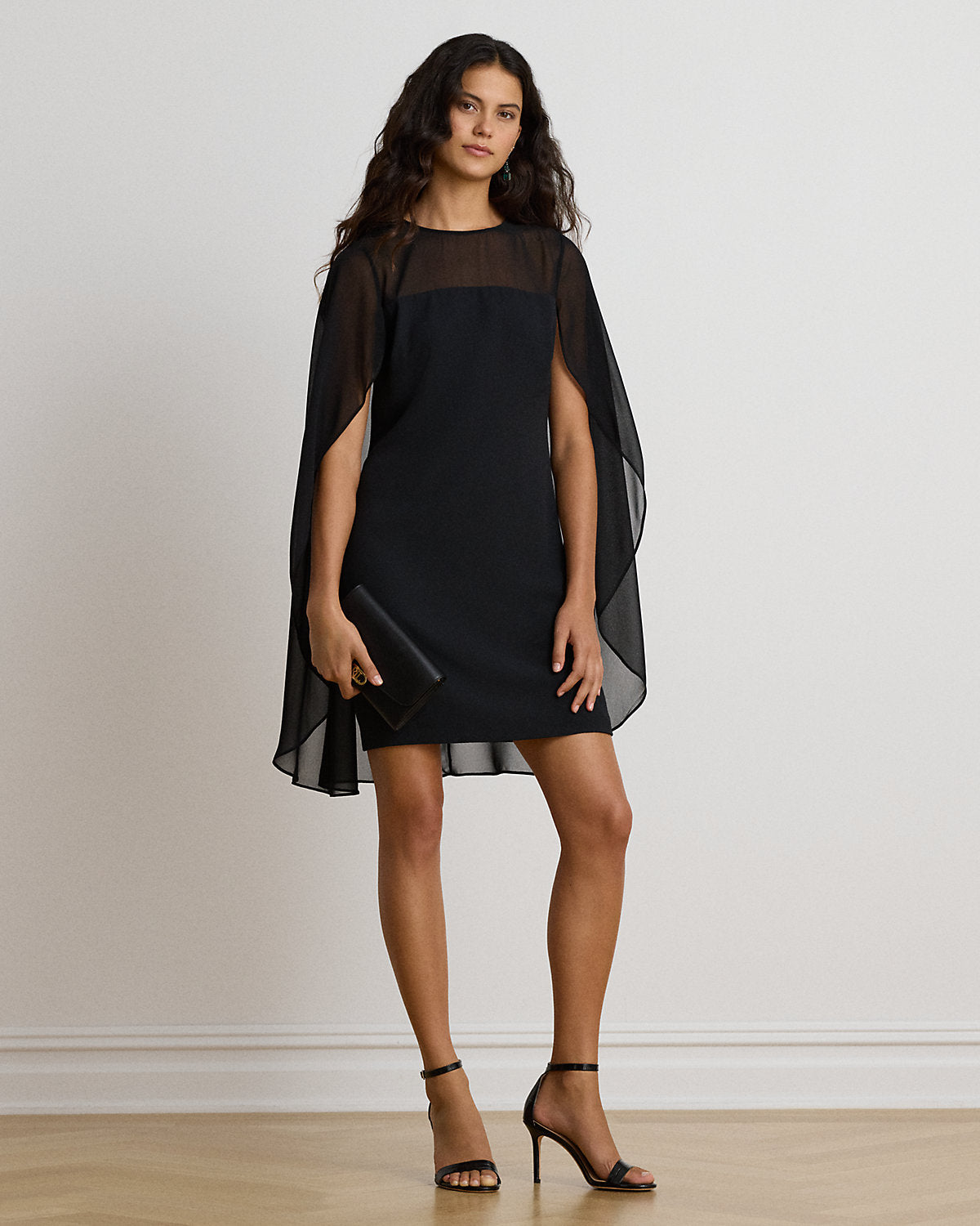 Cape Georgette Cocktail Dress
