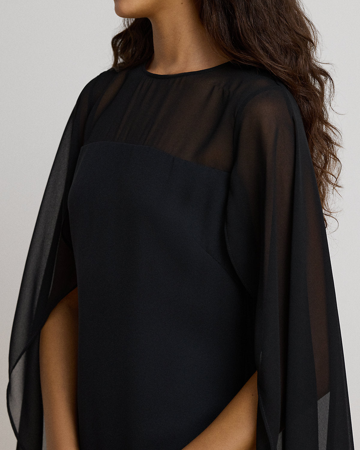 Cape Georgette Cocktail Dress