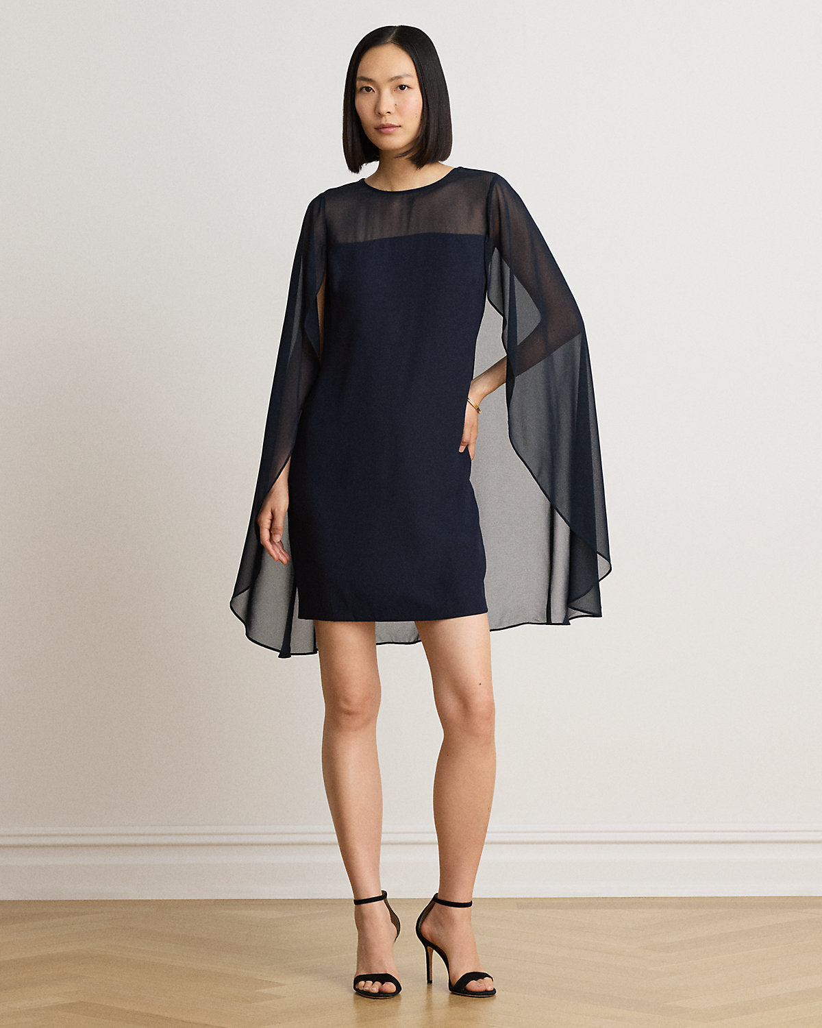 Cape Georgette Cocktail Dress