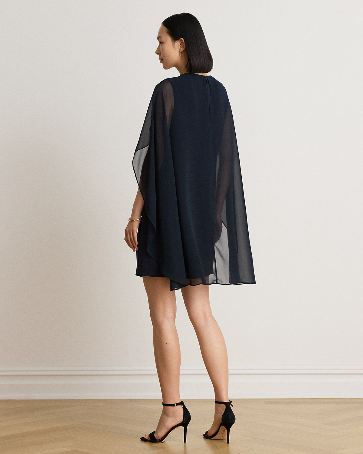 Cape Georgette Cocktail Dress