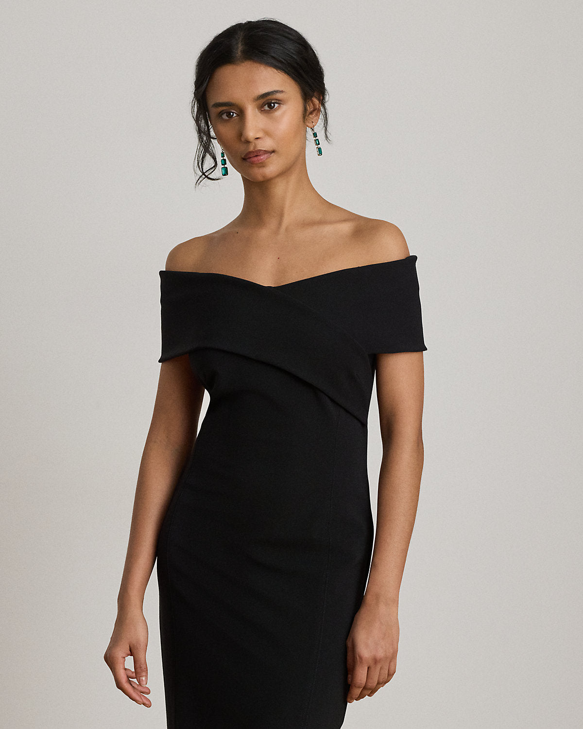 Faille Off-the-Shoulder Gown