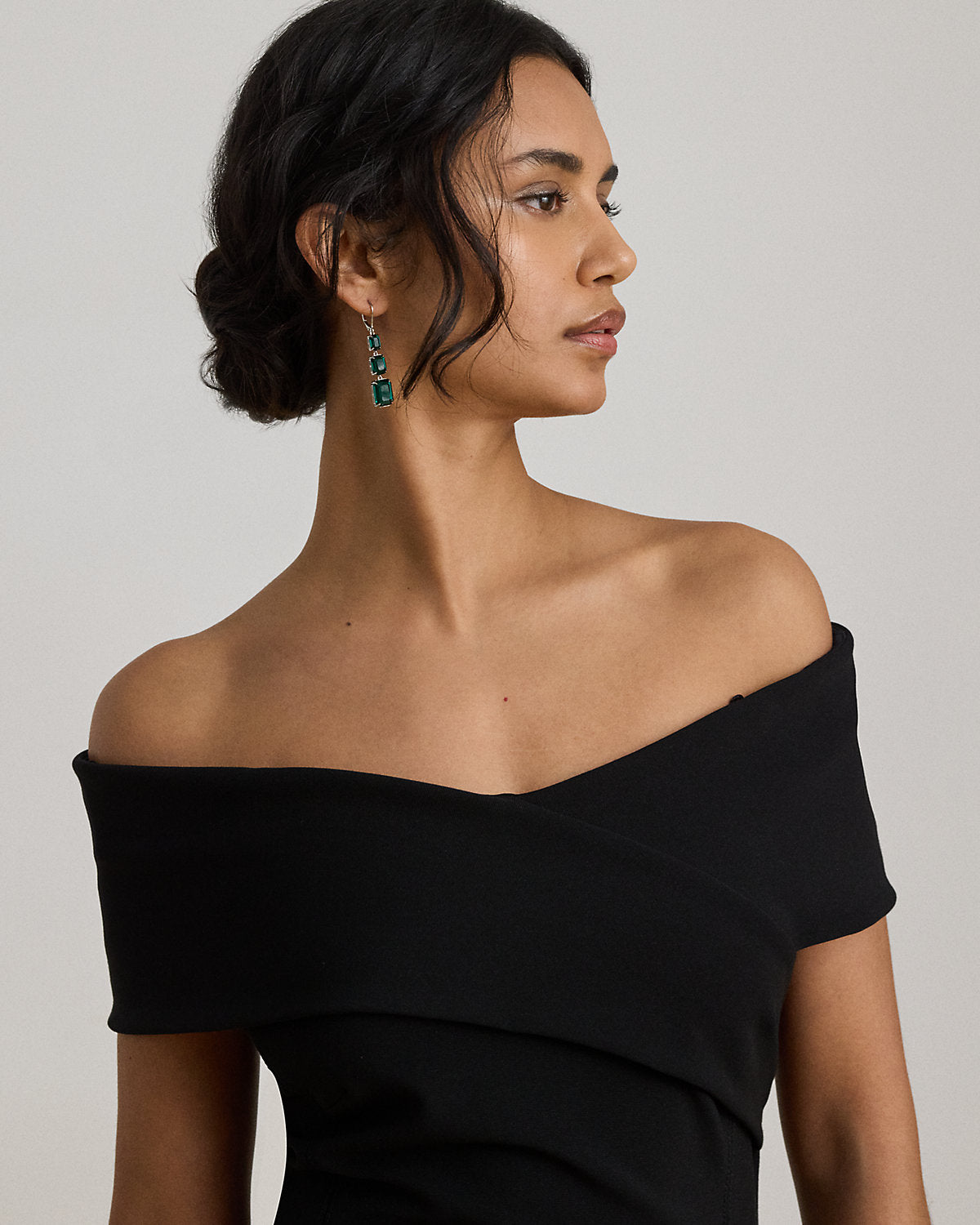 Faille Off-the-Shoulder Gown