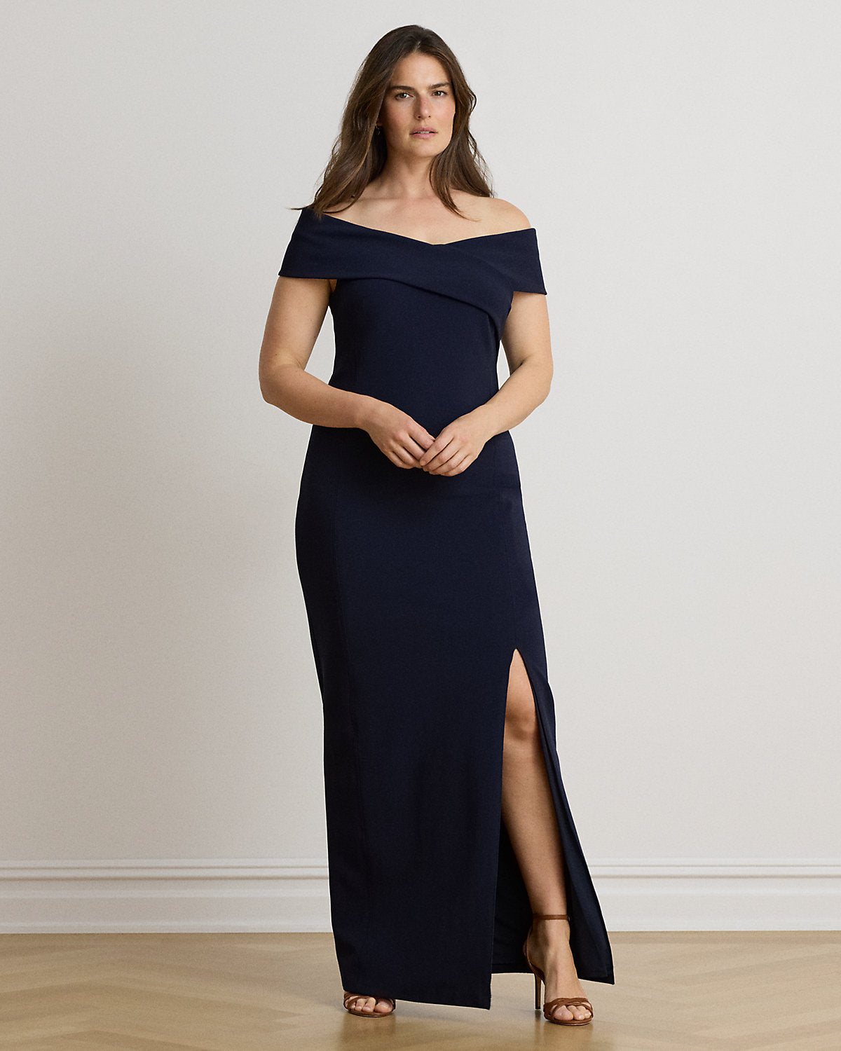 Faille Off-the-Shoulder Gown