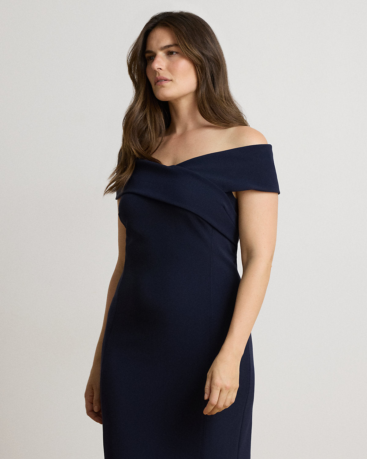 Faille Off-the-Shoulder Gown