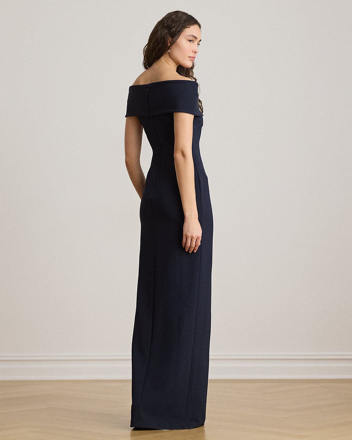 Faille Off-the-Shoulder Gown
