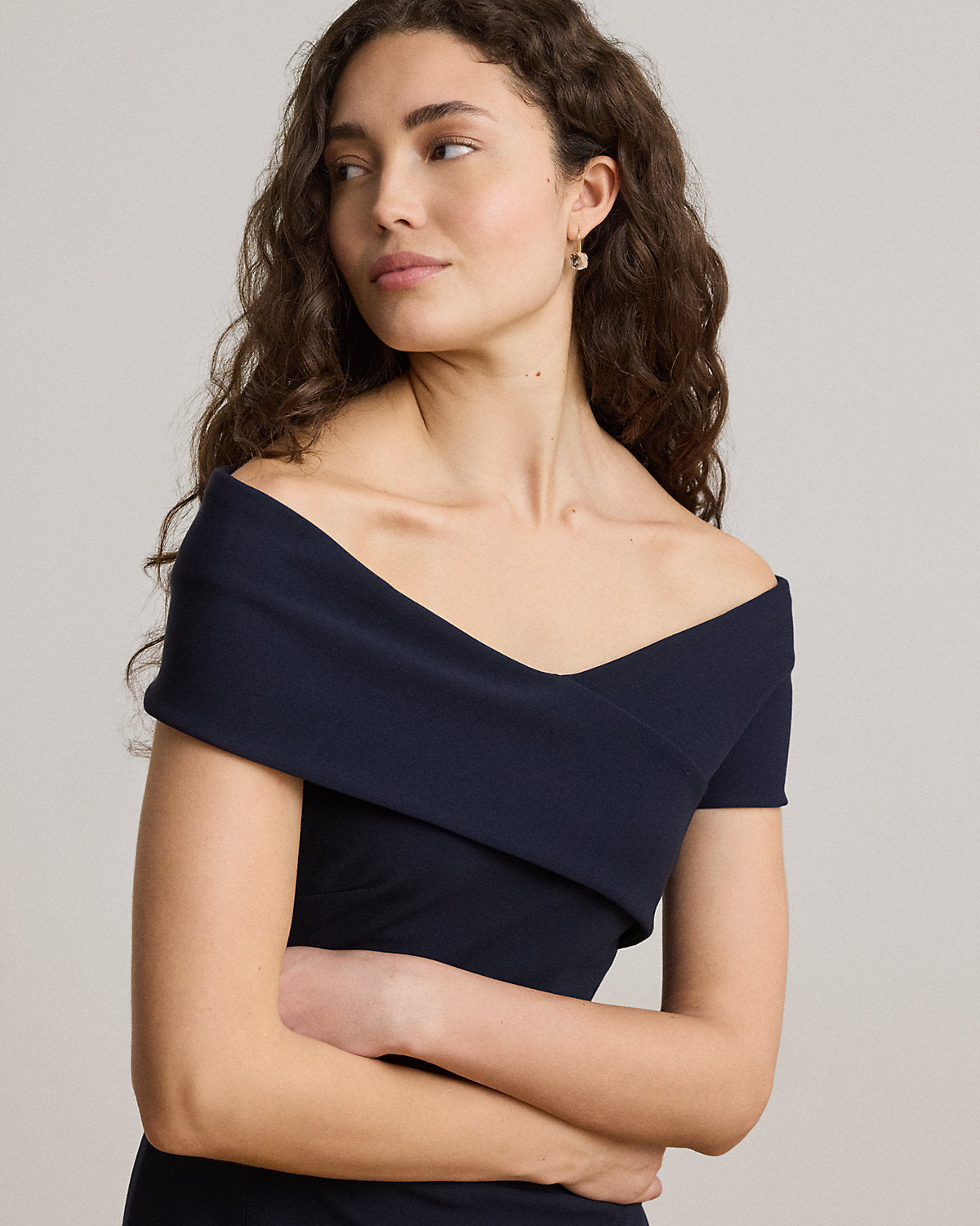 Faille Off-the-Shoulder Gown