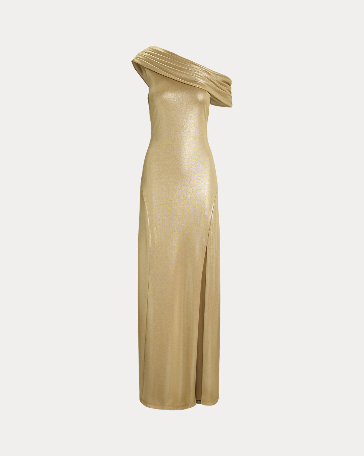 Metallic Jersey Off-the-Shoulder Gown