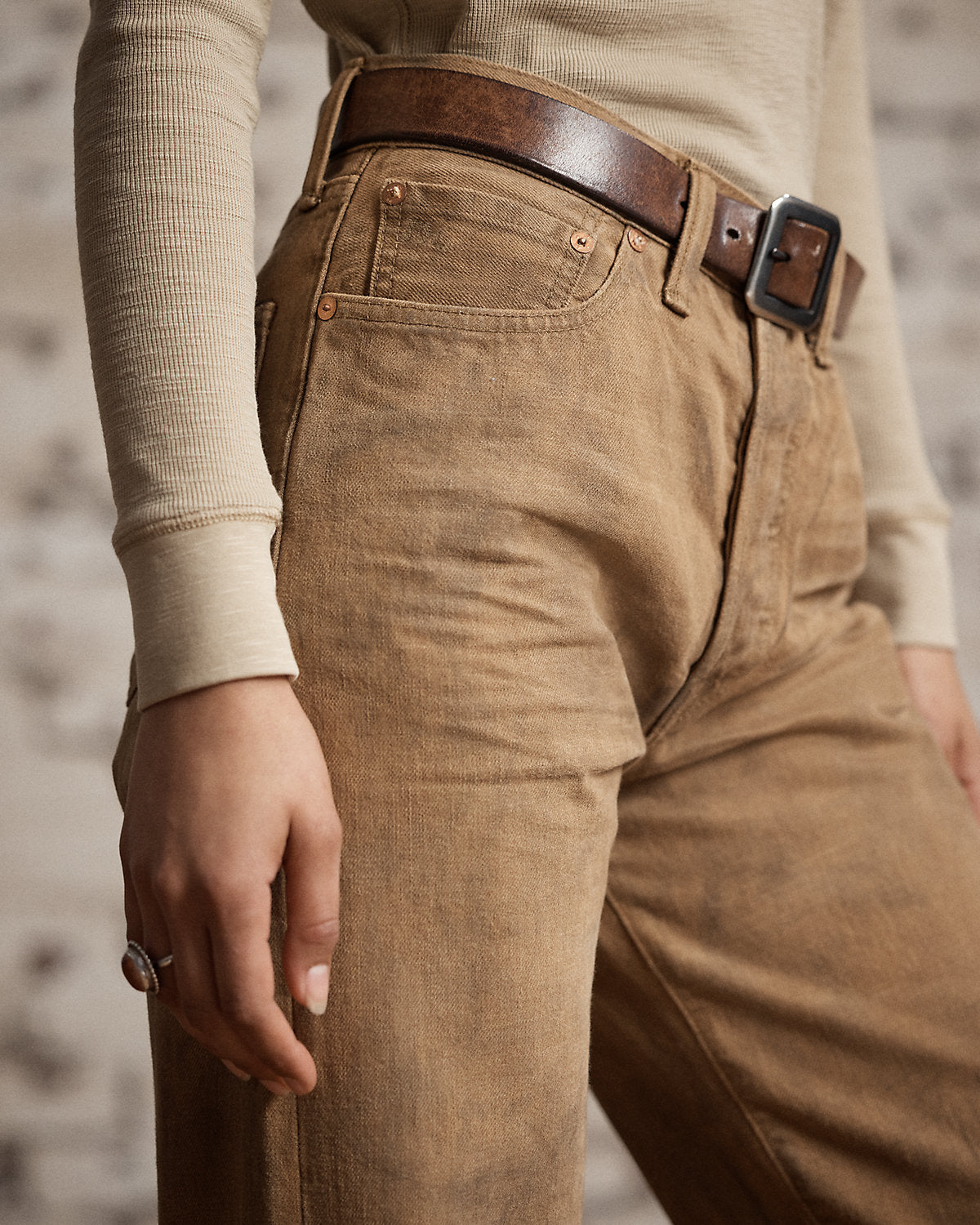 High Boy Fit Tan Jean