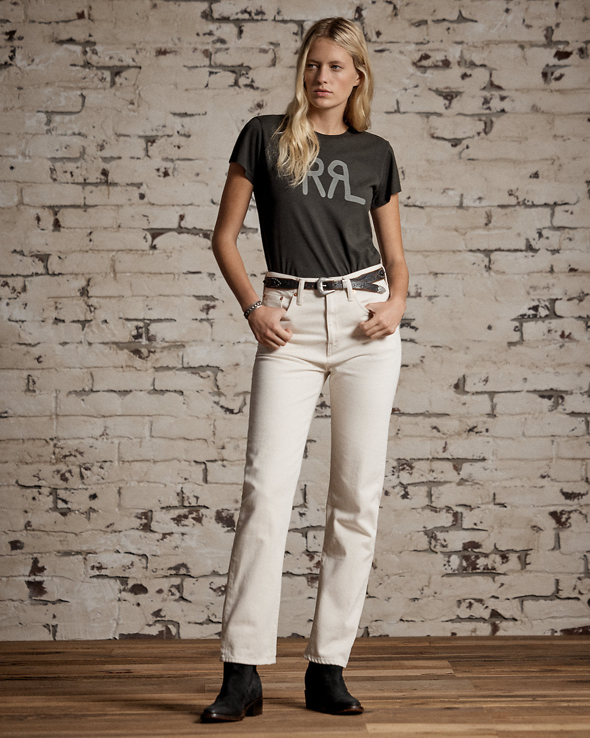 Straight Leg Fit Seeded Natural Jean