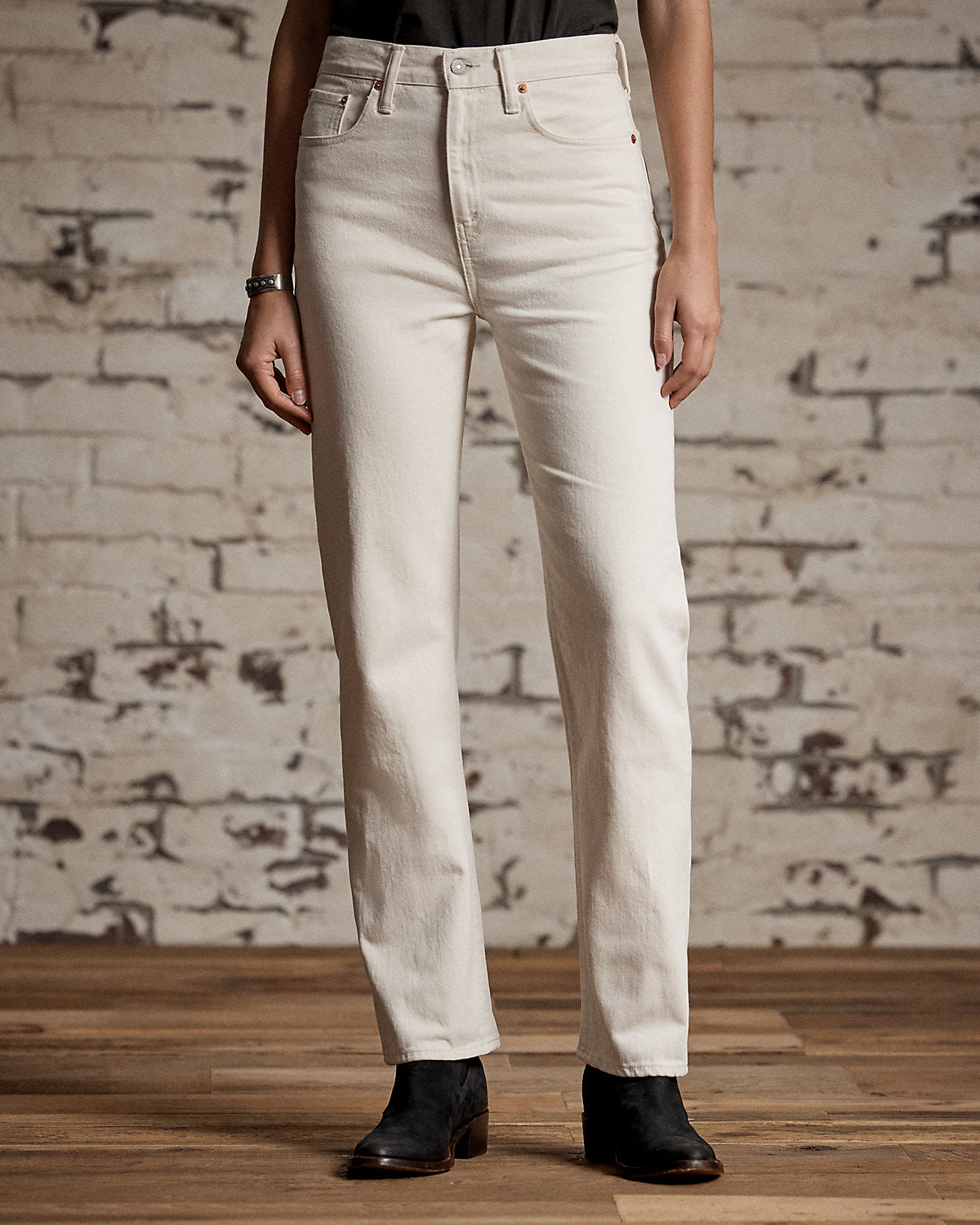 Straight Leg Fit Seeded Natural Jean