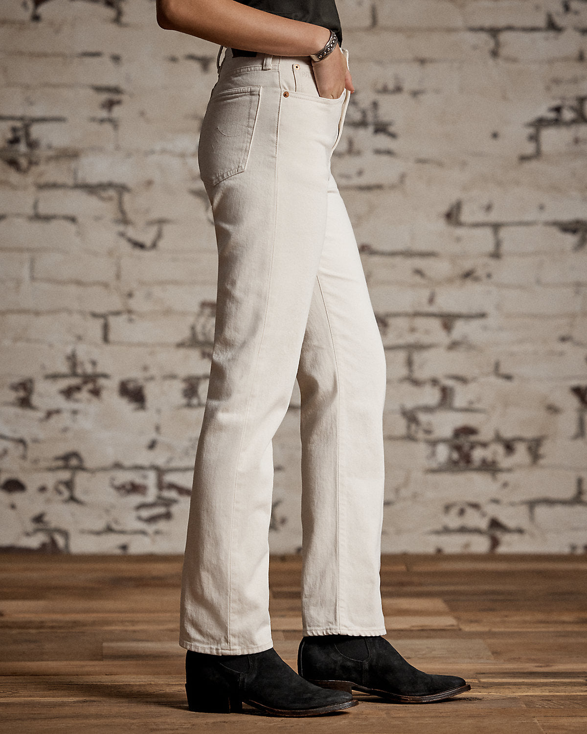 Straight Leg Fit Seeded Natural Jean