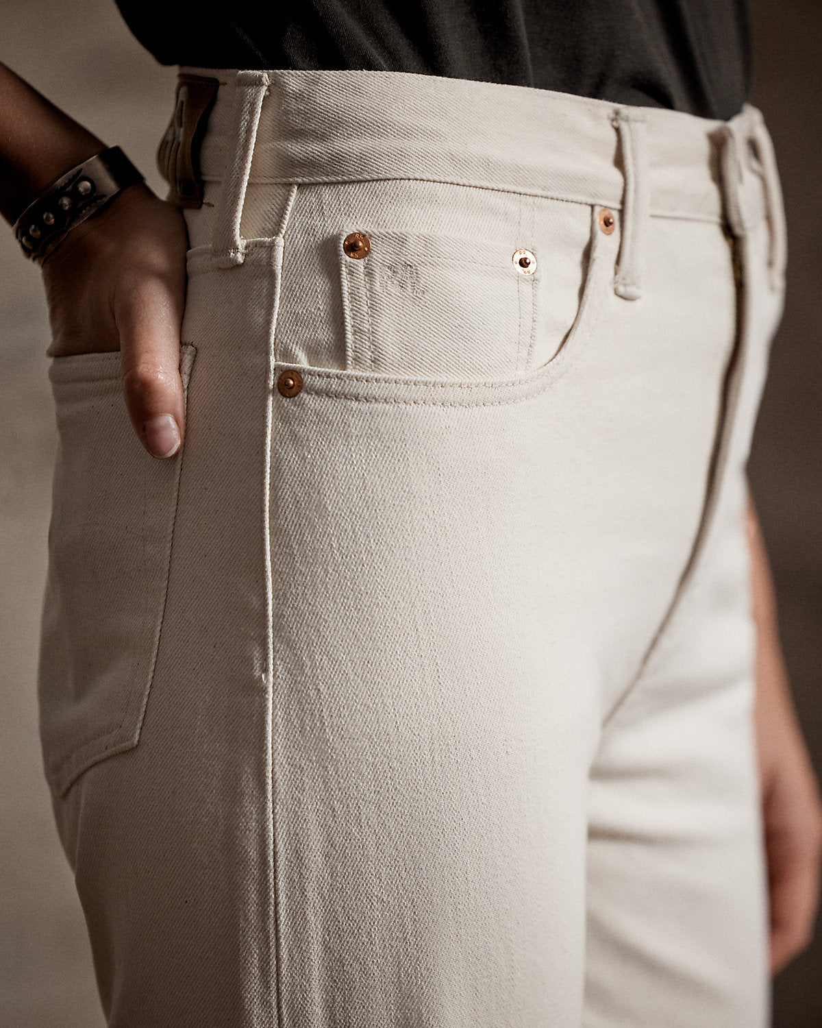 Straight Leg Fit Seeded Natural Jean