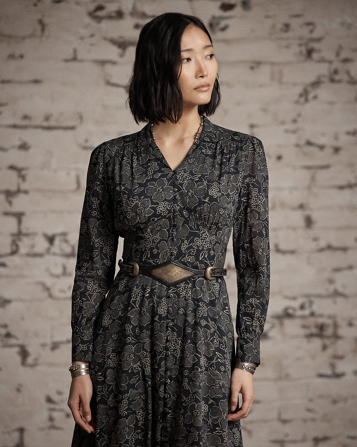 Floral-Print Crepe Dress