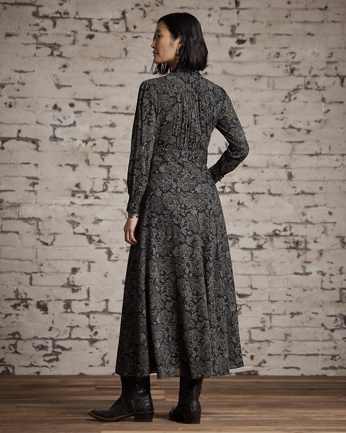 Floral-Print Crepe Dress