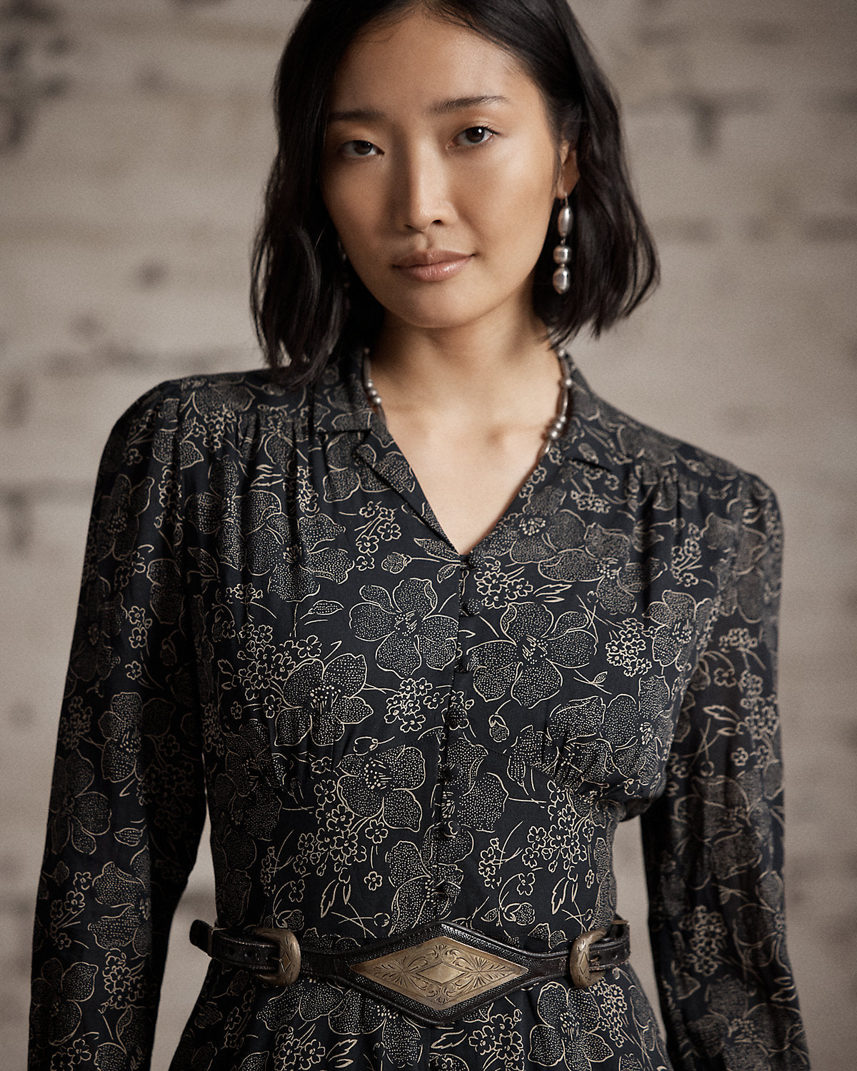 Floral-Print Crepe Dress