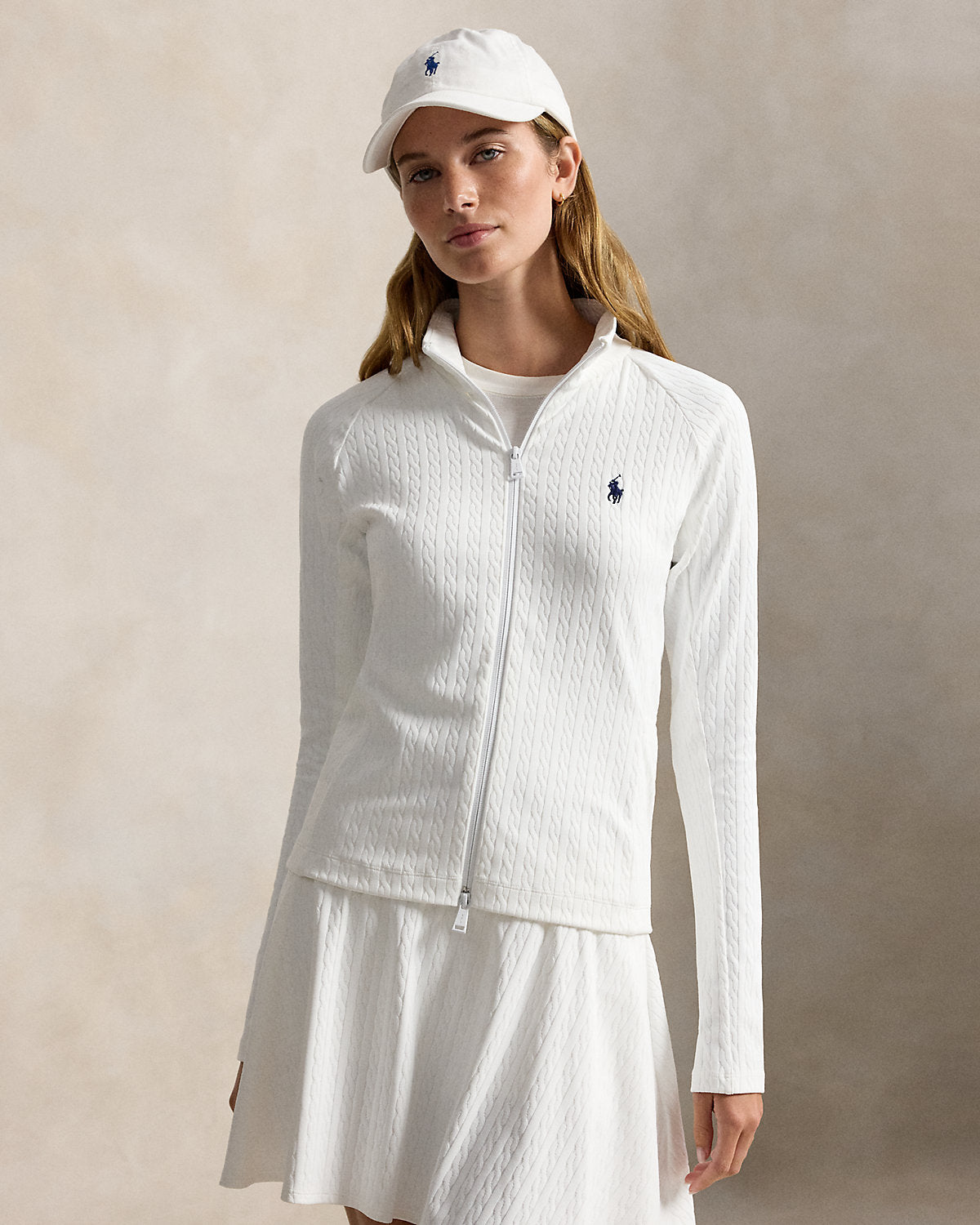 Cable Stretch-Jacquard Zip Jacket