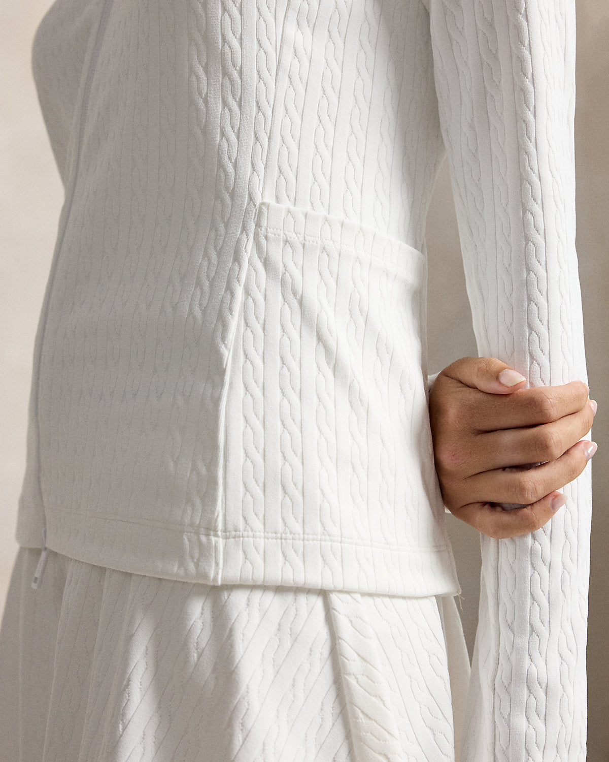 Cable Stretch-Jacquard Zip Jacket