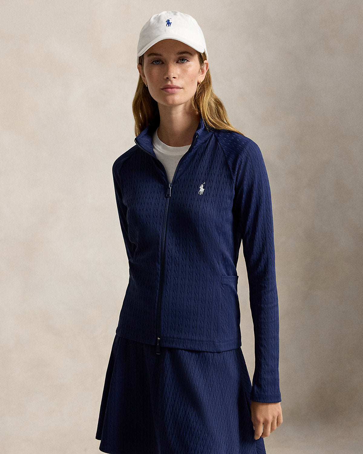 Cable Stretch-Jacquard Zip Jacket