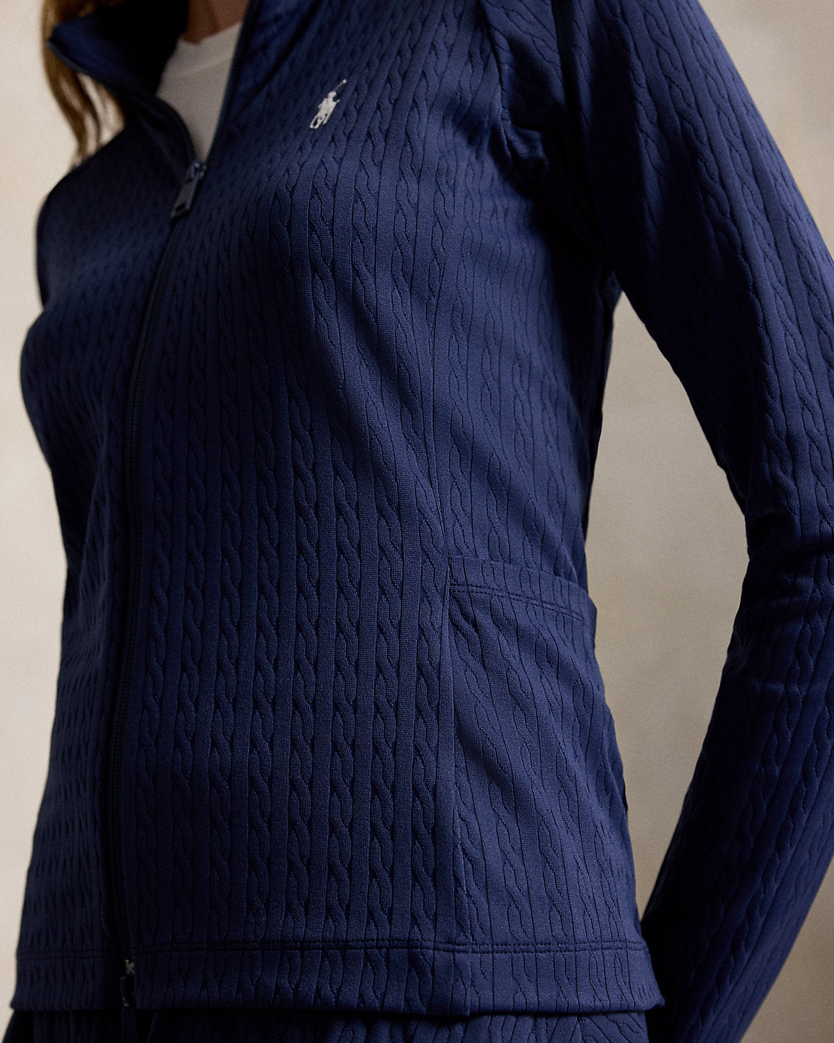 Cable Stretch-Jacquard Zip Jacket