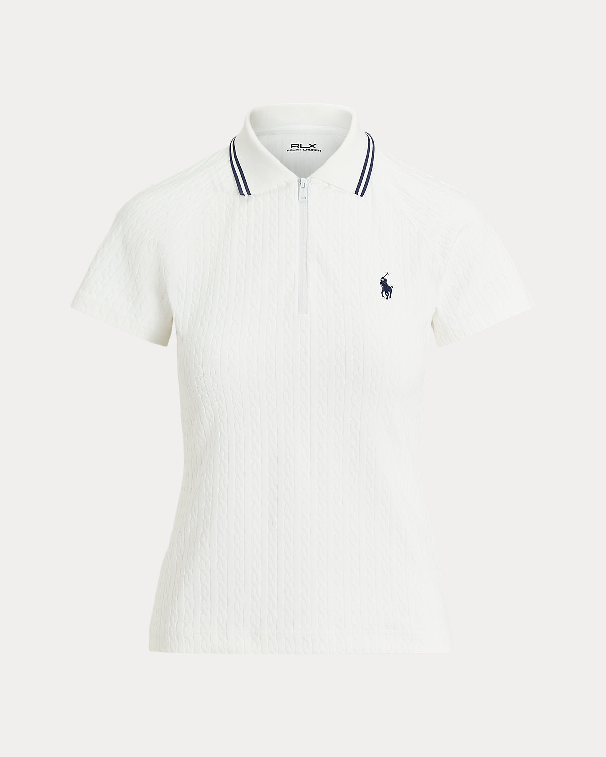 Cable Jacquard Quarter-Zip Polo Shirt