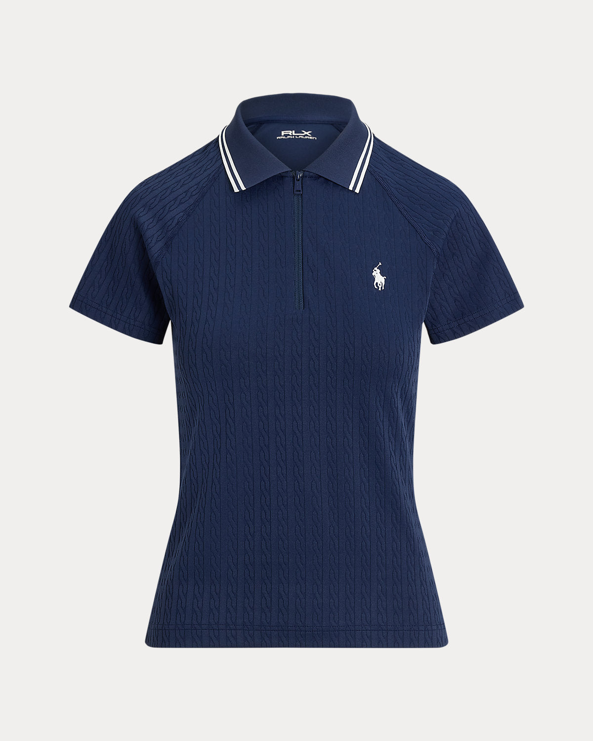 Cable Jacquard Quarter-Zip Polo Shirt