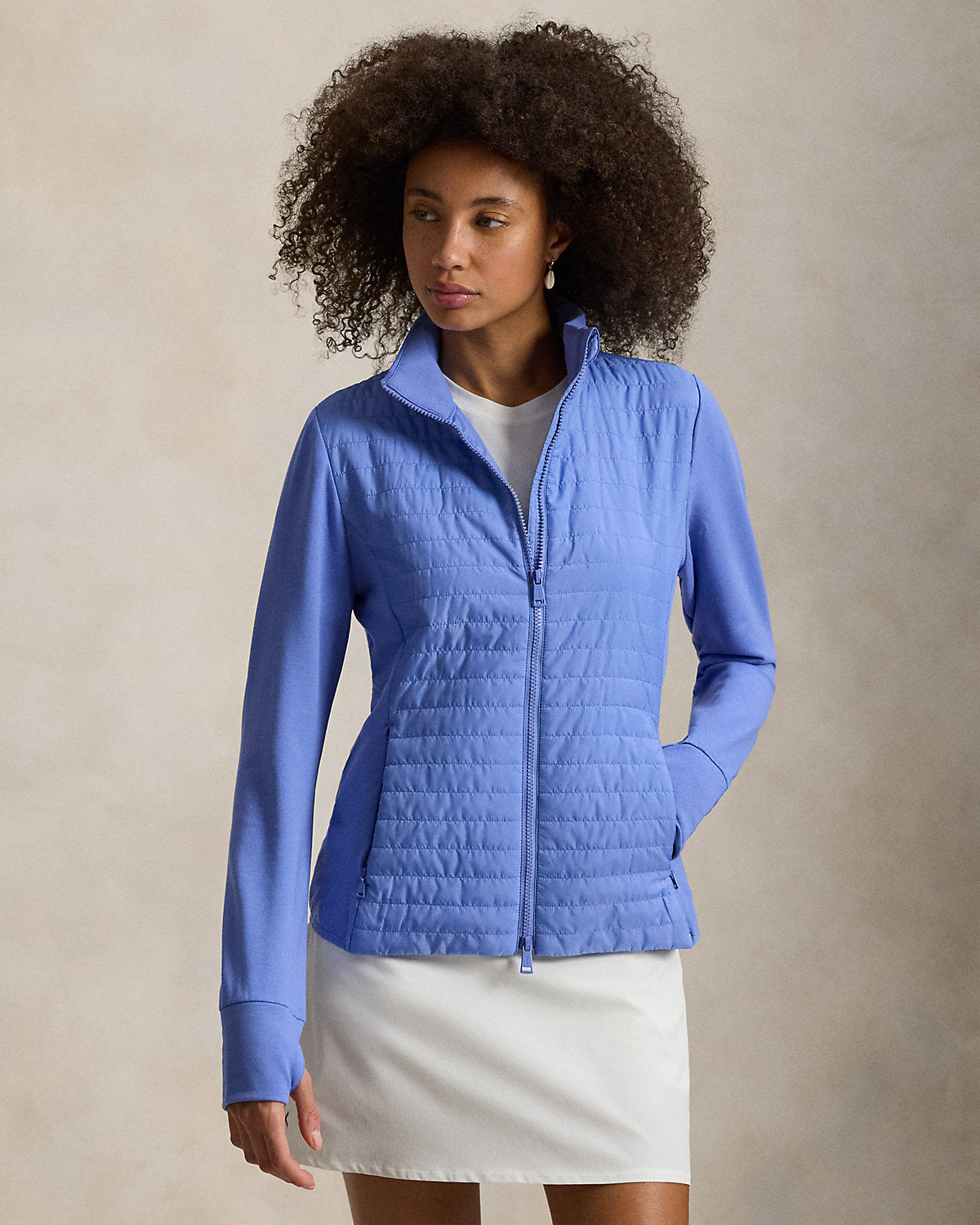 Hybrid French Terry-Quilted Zip Jacket