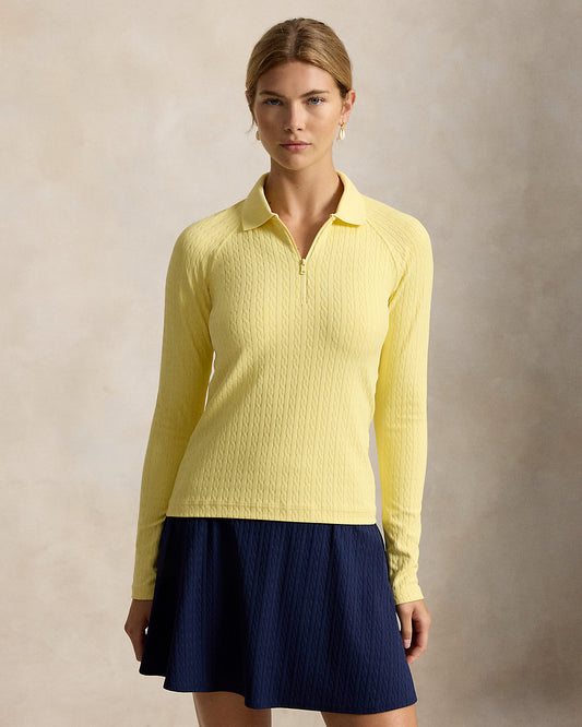Cable Quarter-Zip Long-Sleeve Polo Shirt
