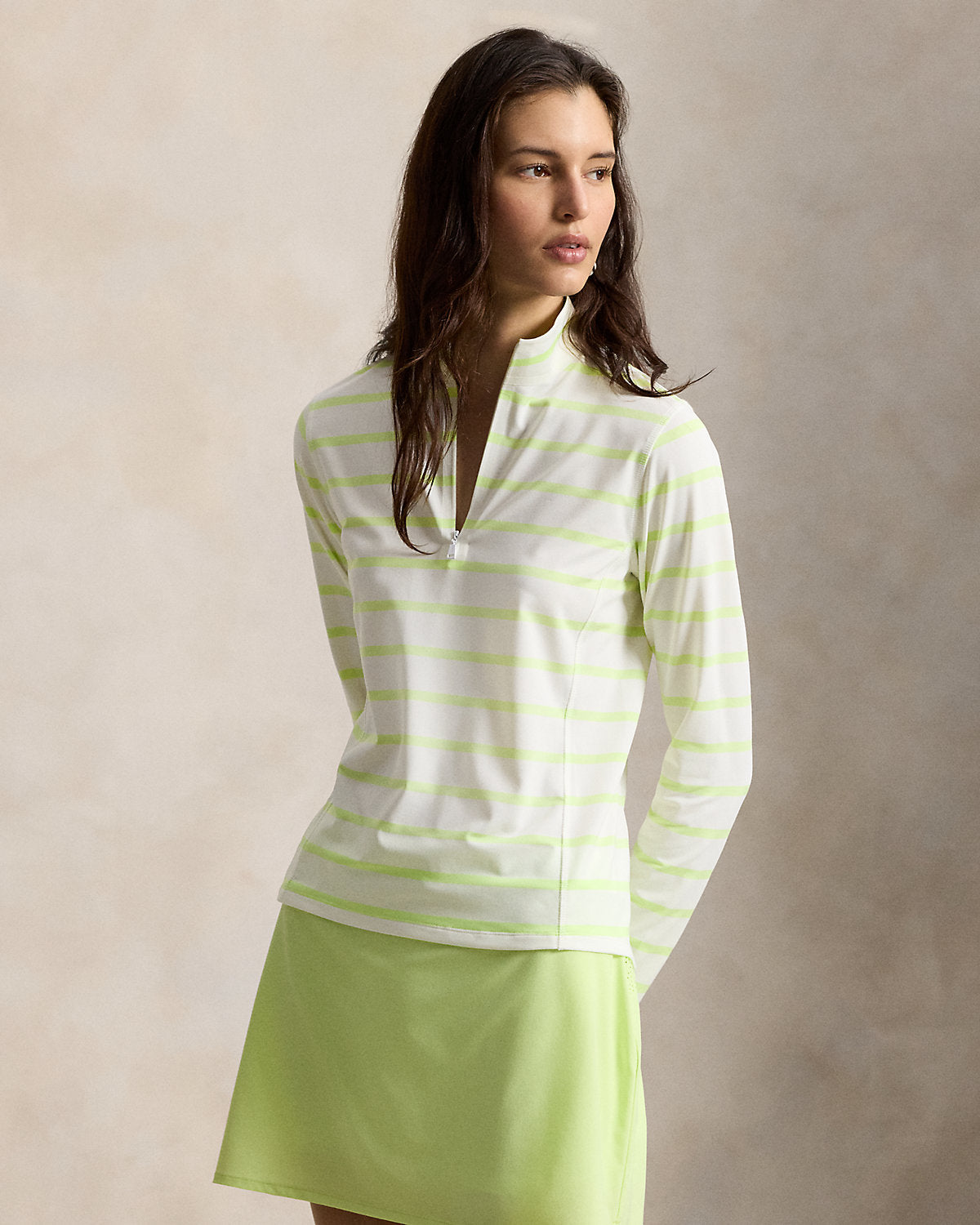 Striped Stretch-Jersey Quarter-Zip