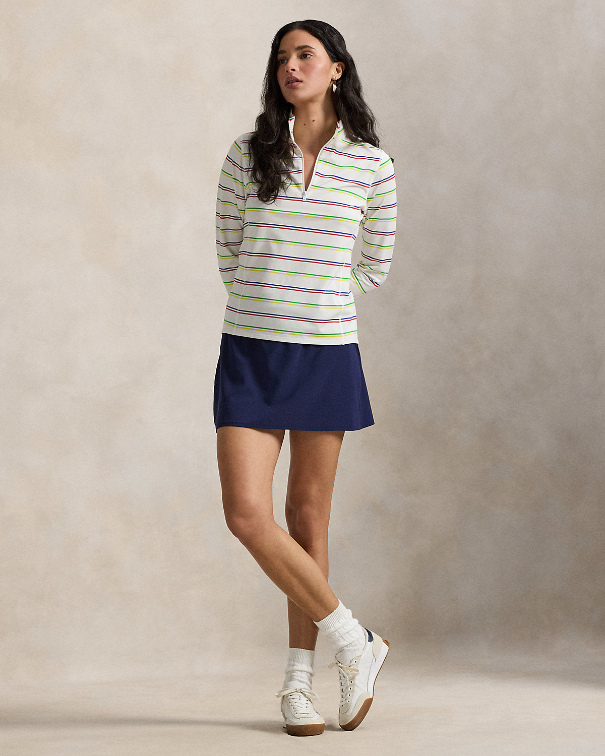 Striped Stretch-Jersey Quarter-Zip