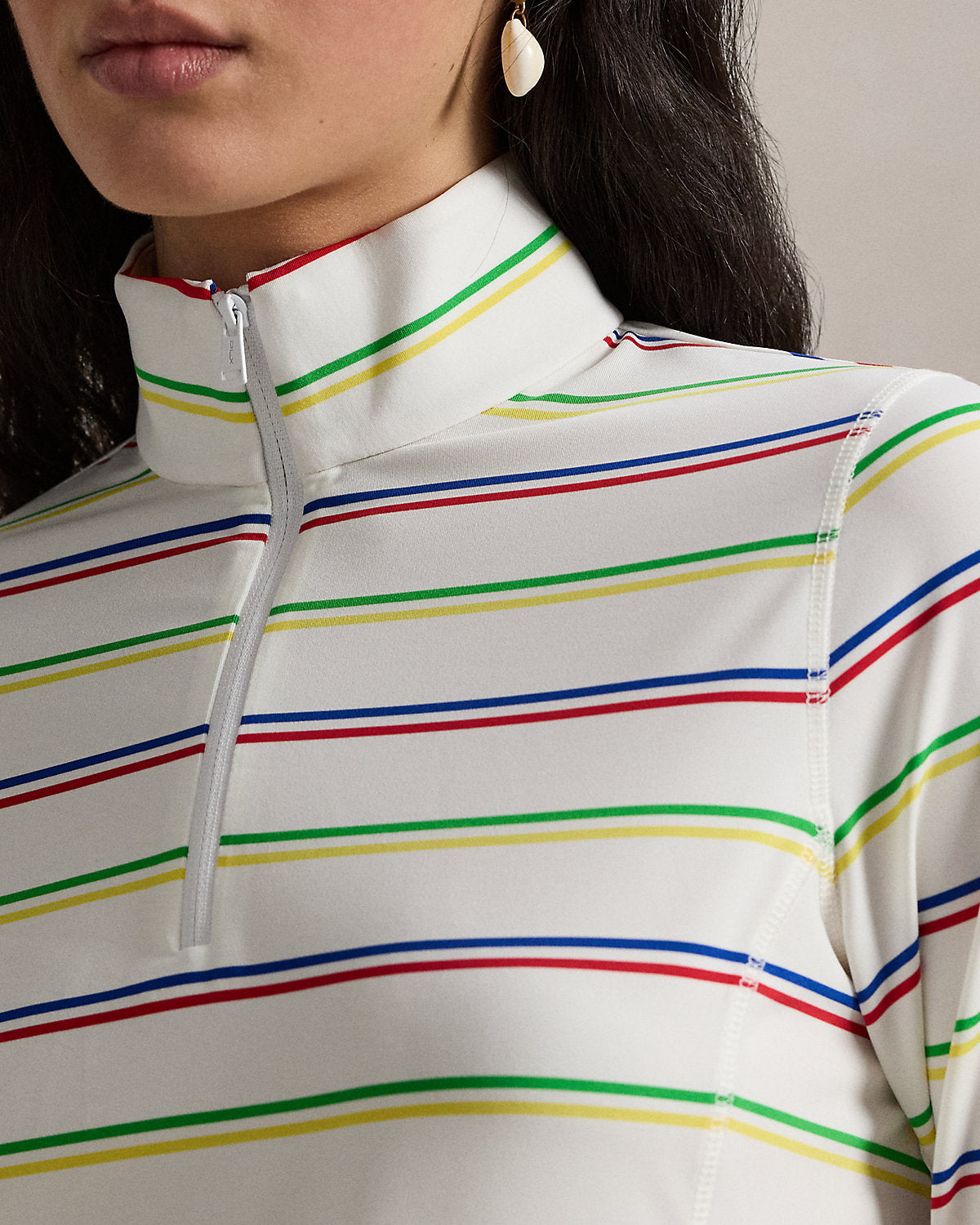 Striped Stretch-Jersey Quarter-Zip