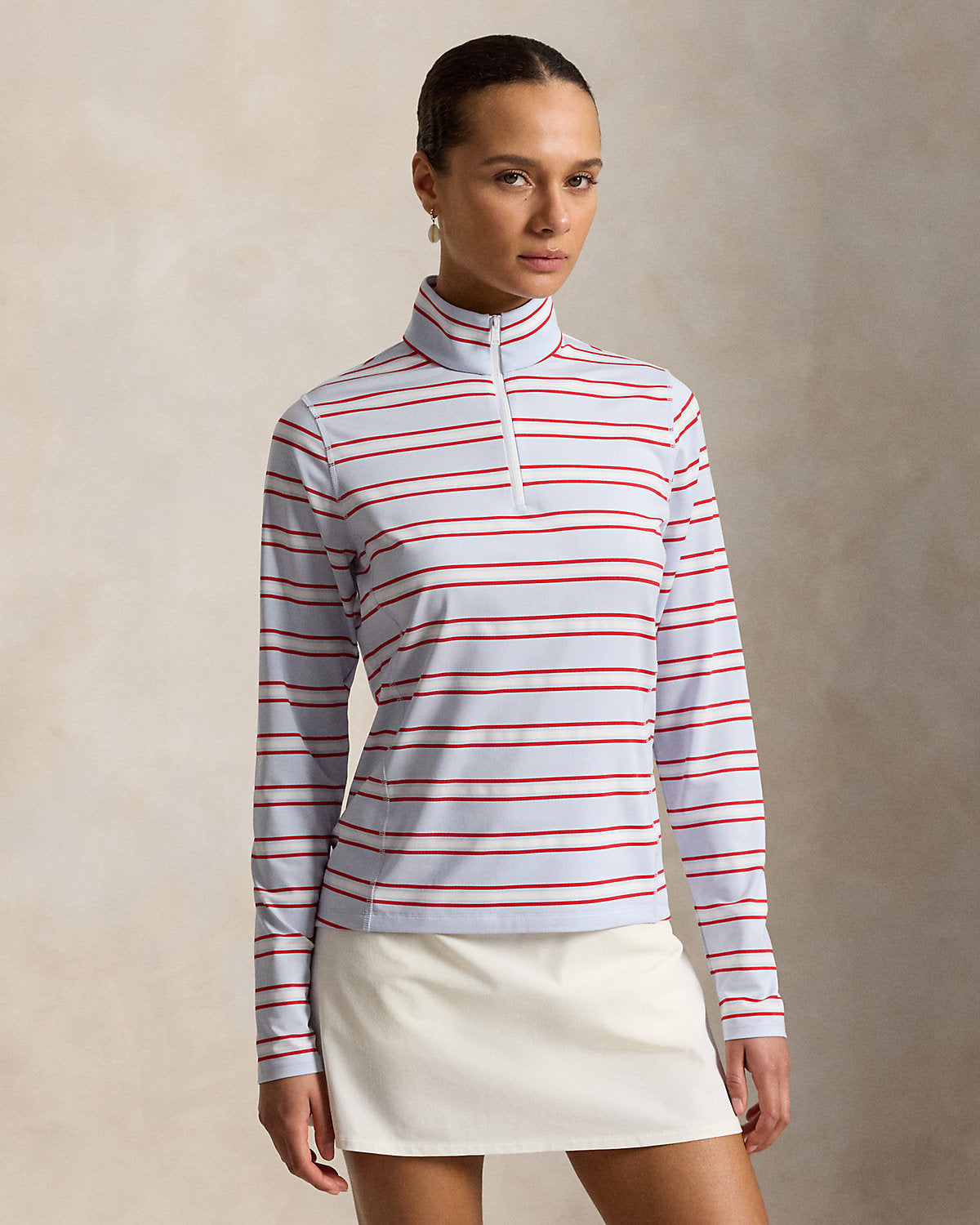 Striped Stretch-Jersey Quarter-Zip