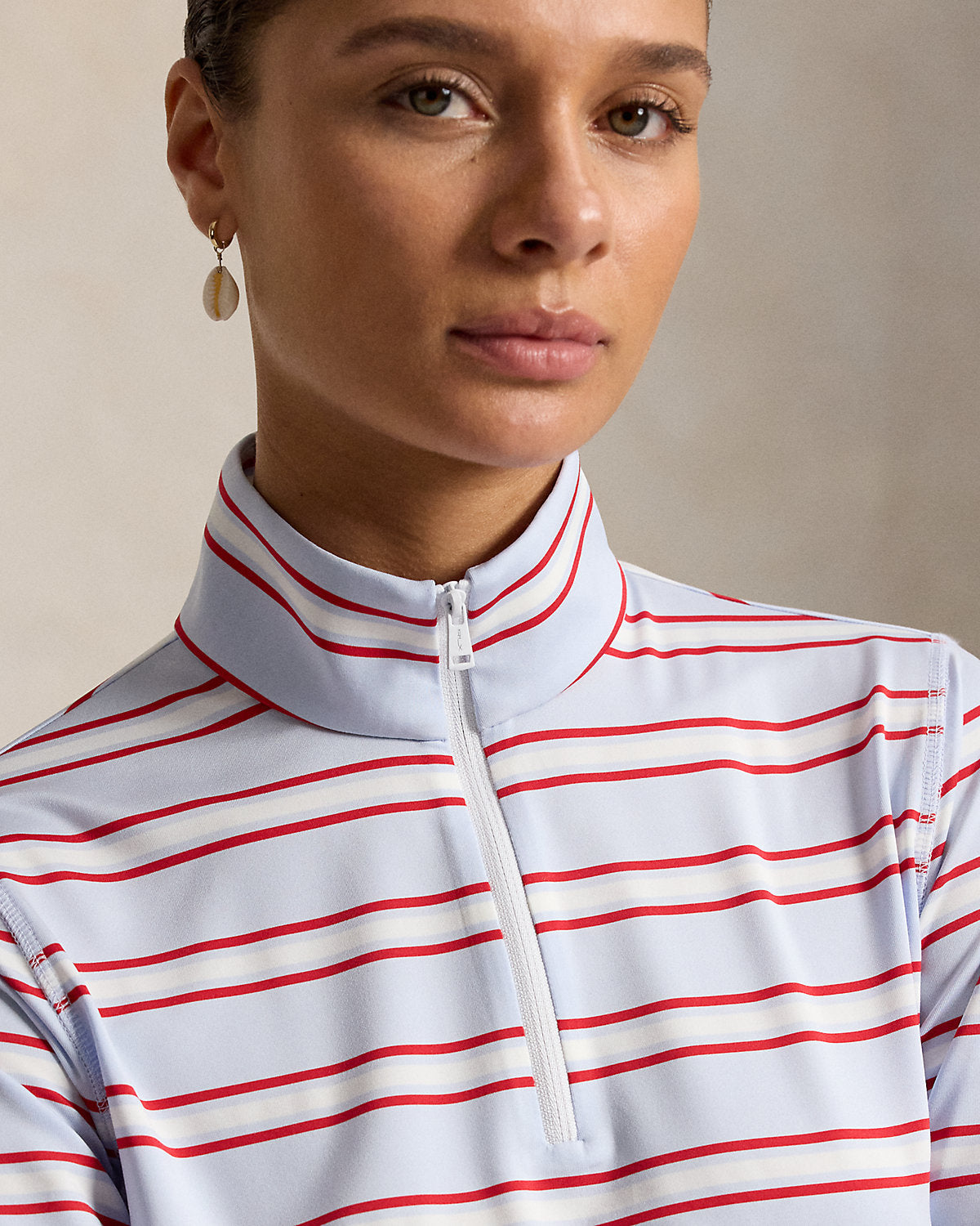 Striped Stretch-Jersey Quarter-Zip