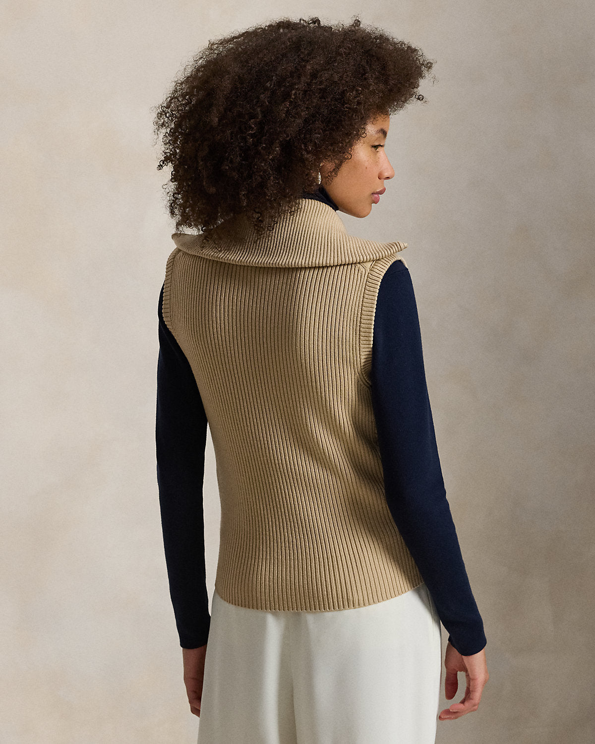 Quilted-Panel Wool Zip Vest