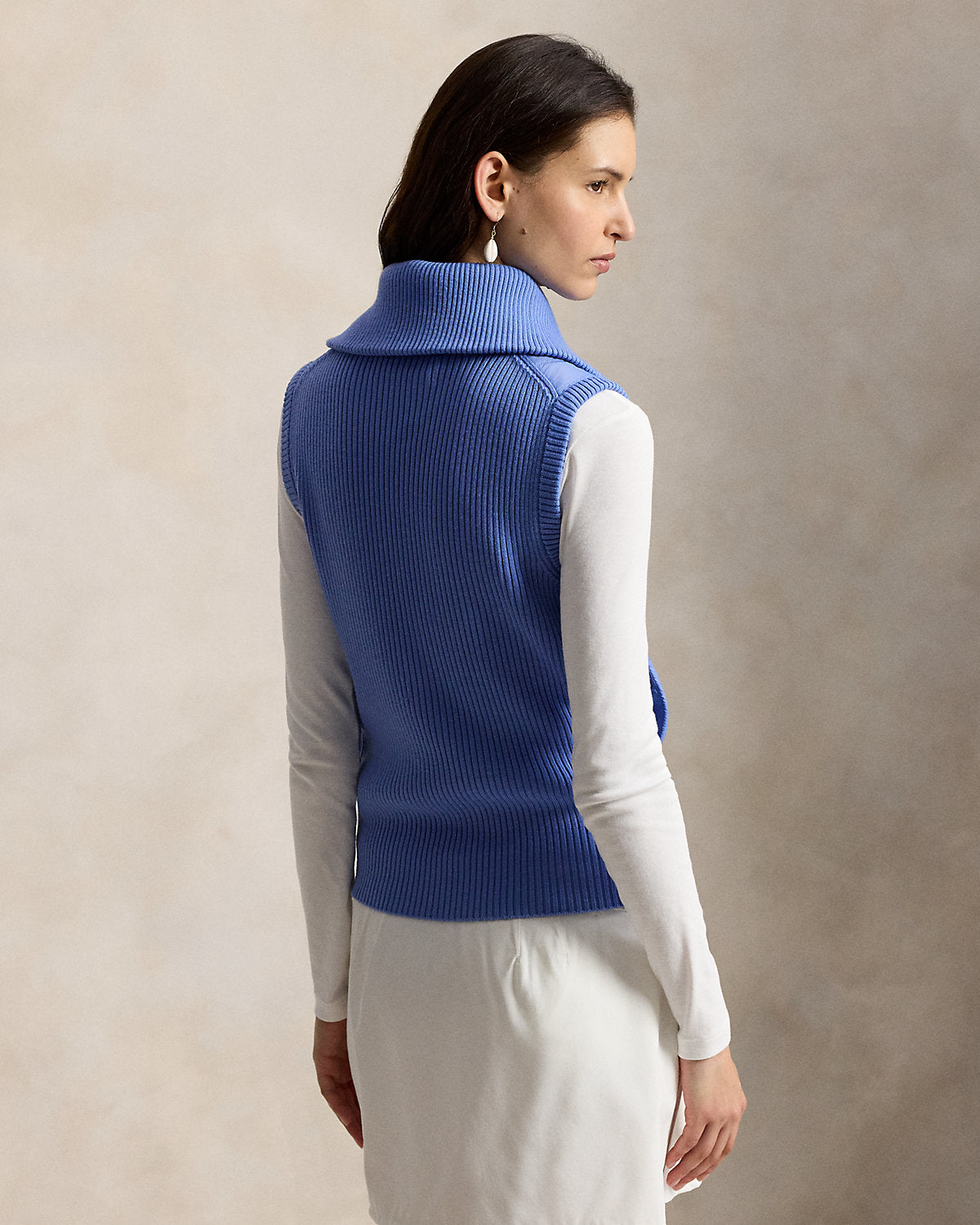 Quilted-Panel Wool Zip Vest