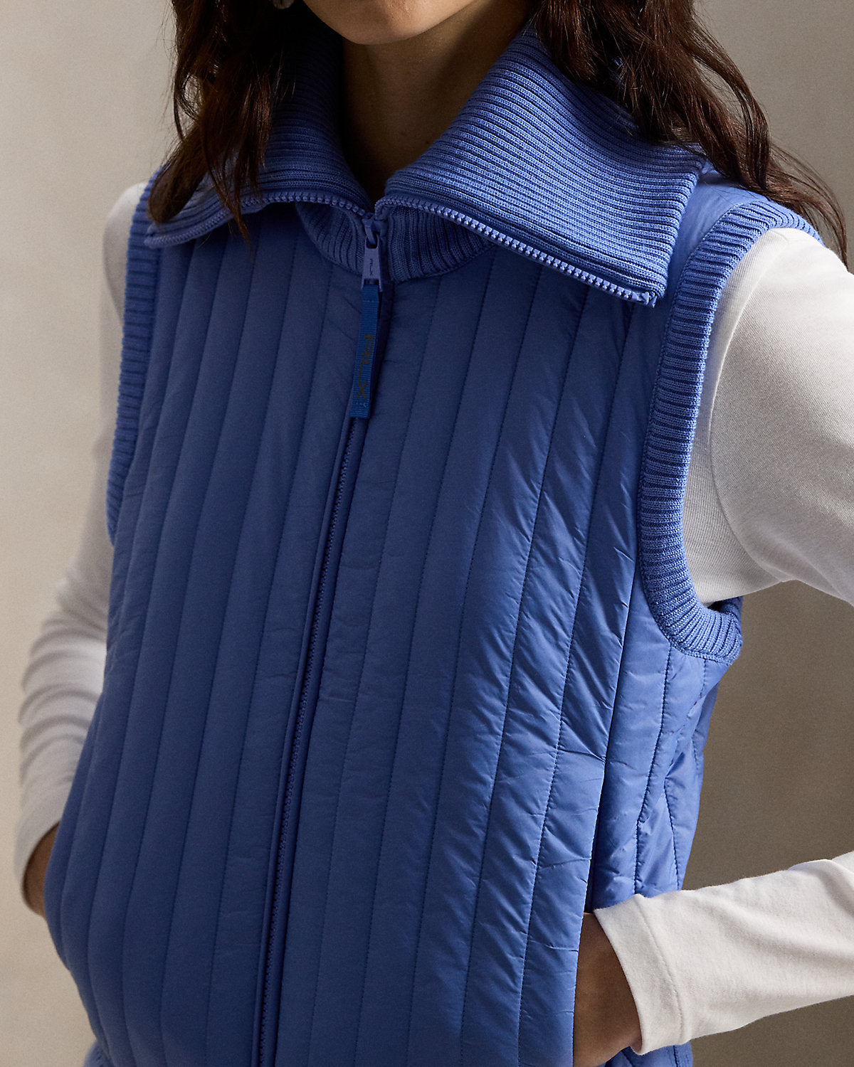 Quilted-Panel Wool Zip Vest