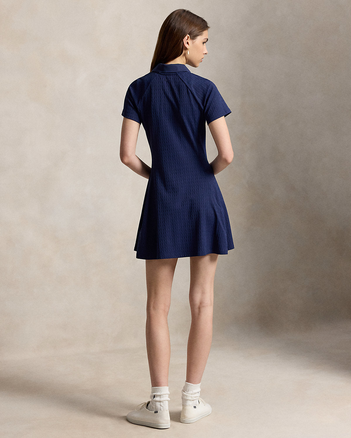 Cable Stretch-Jacquard Polo Dress