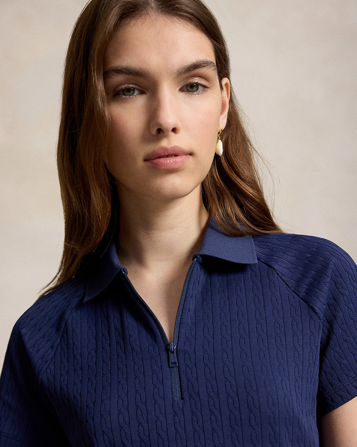 Cable Stretch-Jacquard Polo Dress