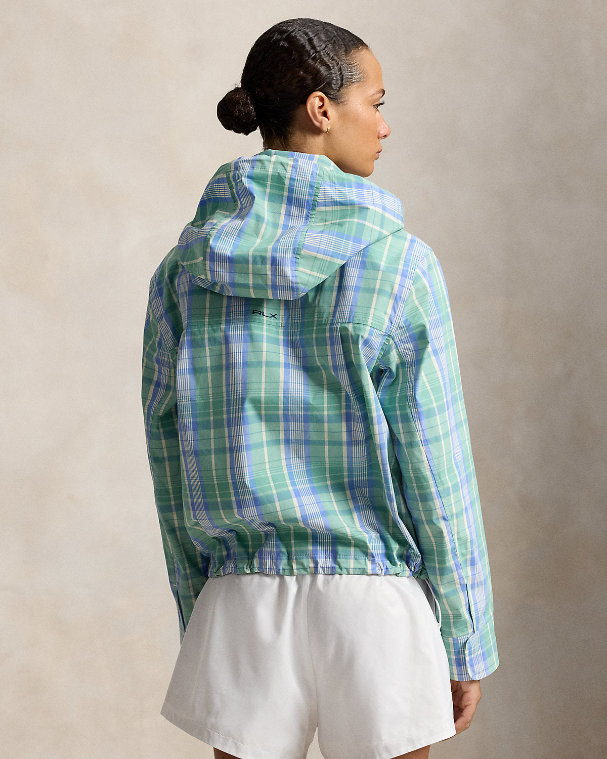 Plaid Cotton-Blend Rain Jacket