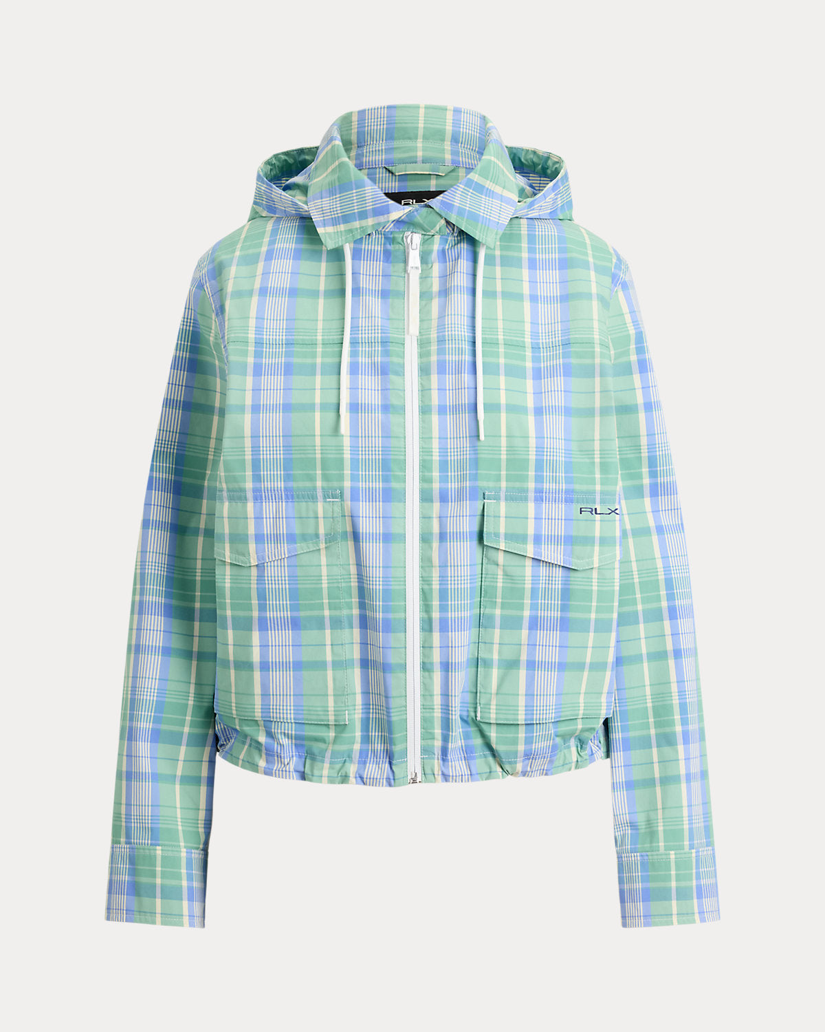 Plaid Cotton-Blend Rain Jacket